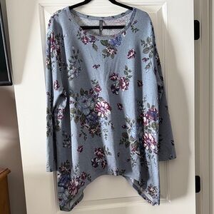 Massini Blue Floral Tunic Top